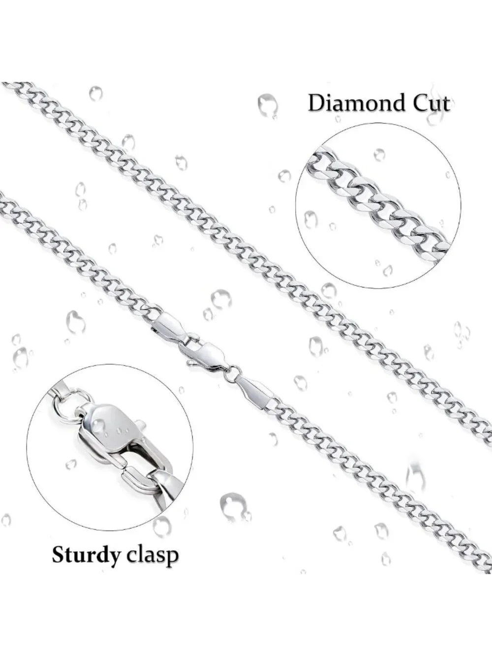 Men's 3.5mm Cuban Link Chain Necklace - Silver, Black & Gold Plated, 16-28 Inch